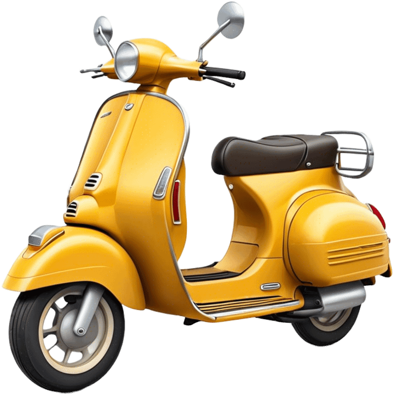 Cinematic Realistic Vespa Scooter Emoji, depicted as a stylish vintage Vespa with sleek retro design and vibrant colors, rendered with crisp textures and dynamic sunlit lighting that captures its iconic Italian charm. emoji