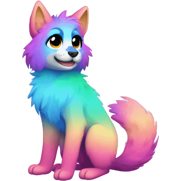 gradient-Sparkle-nebula-fursona anthropomorphic furry full body emoji