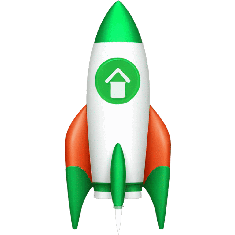 Green shopping back logo on a rocket emoji