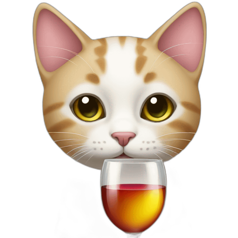 Cute cat with glass of wine emoji