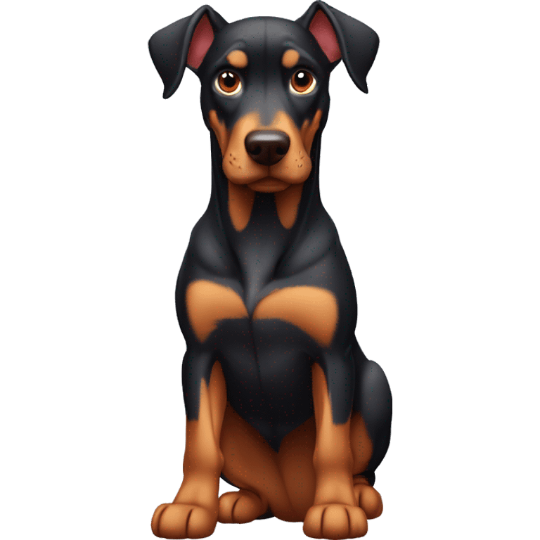 Cachorro dobermann fazendo musculação na academia  emoji