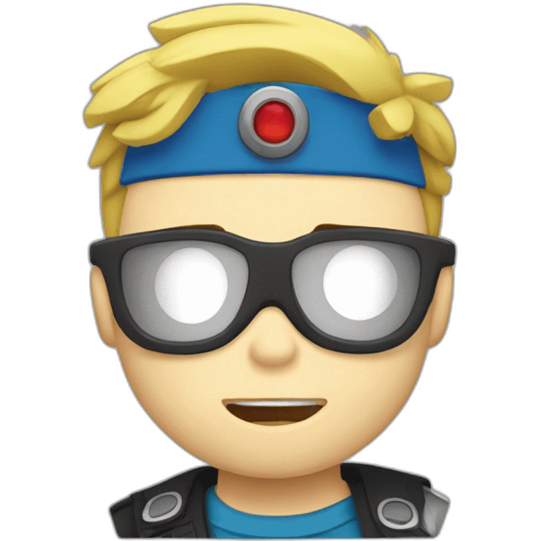 Emoji of Johnny Test (Cartoon Network) drinking a shot, emoji upper body emoji