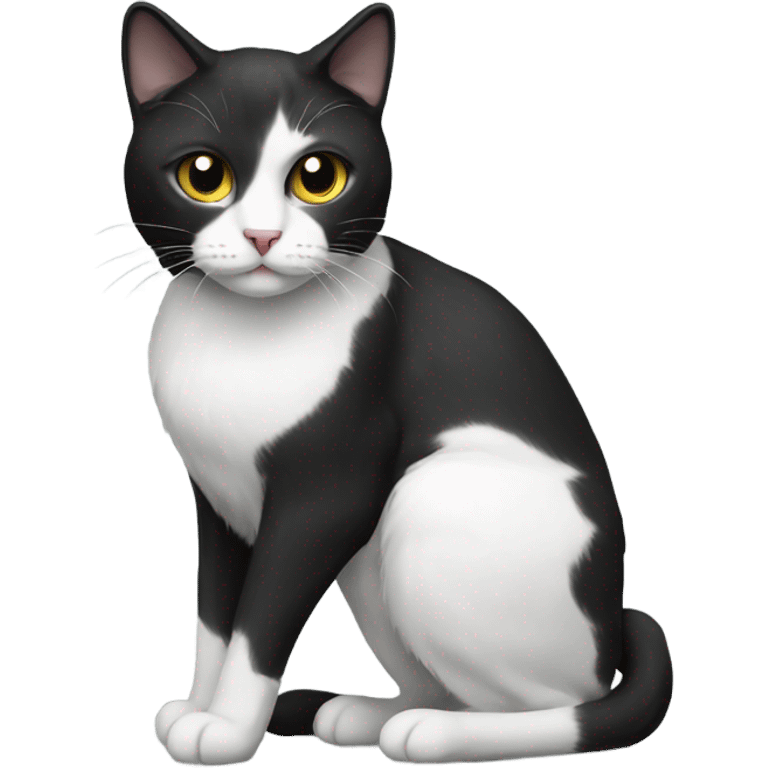 Black and white cat full body emoji