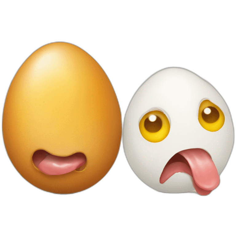 Two eggs next to tongue emoji