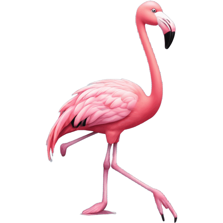 Pink flamingo skating emoji