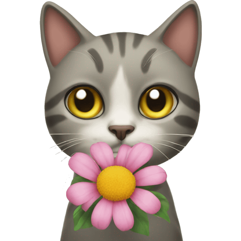 Flower with cat emoji