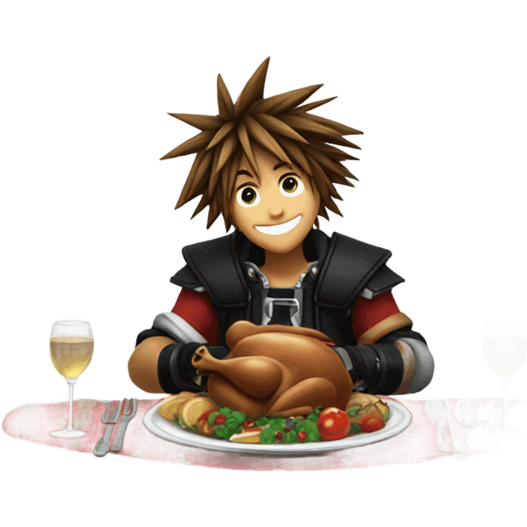 sora from kingdom hearts having christmas dinner emoji