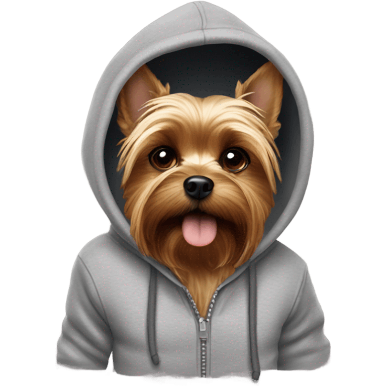 Two Yorkies wearing hoodies emoji