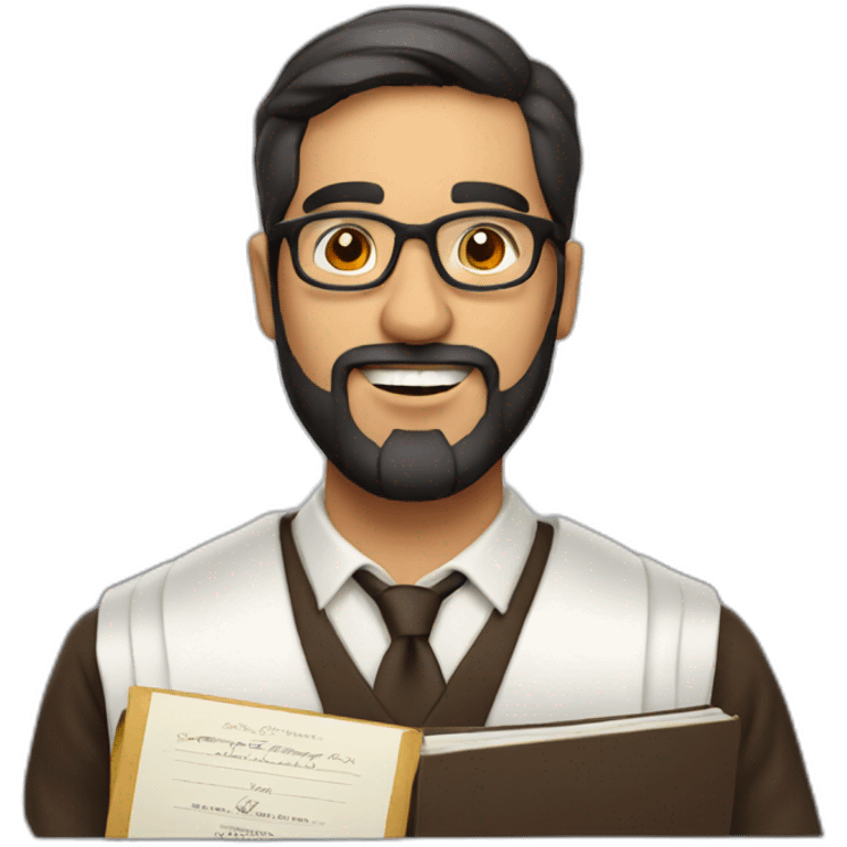 Latin Bearded man with glasses and a diploma  emoji