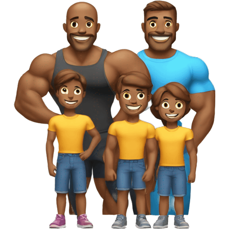 happy muscular family emoji