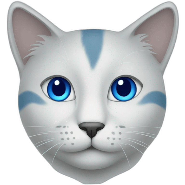 Blue simplistic sketch of a cute cat face emoji