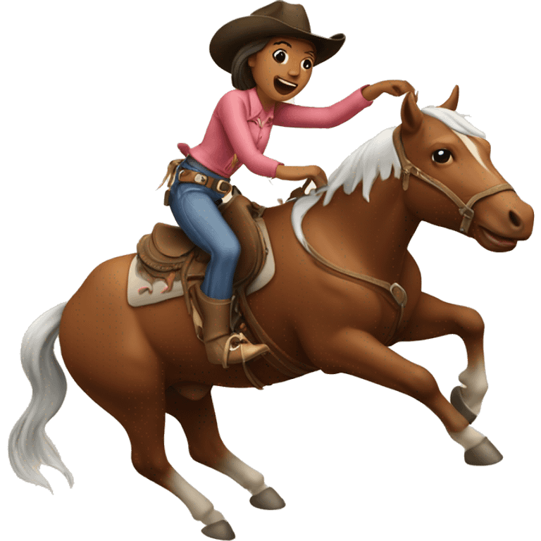 Cowgirl riding a horse catching a cow emoji