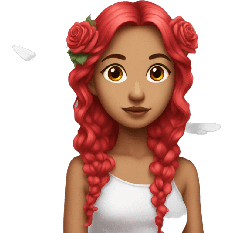 big wings, rose, Beautiful, fairy, red, long hair emoji