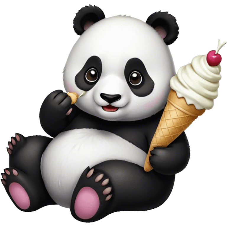 Panda eating ice cream emoji