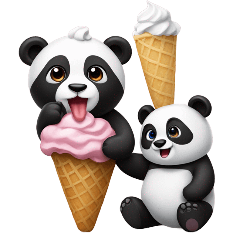 panda and icecream emoji