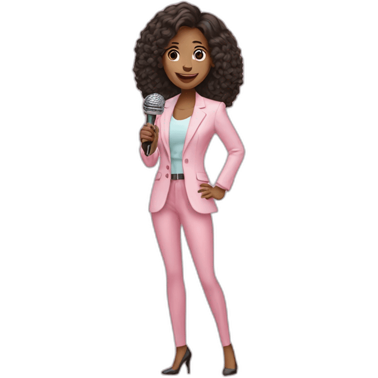 Pretty Woman wearing a Baby Pink Blazer , Holding A microphone  emoji