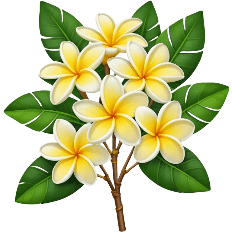 Frangipani super big bouquet, stem, leaf emoji