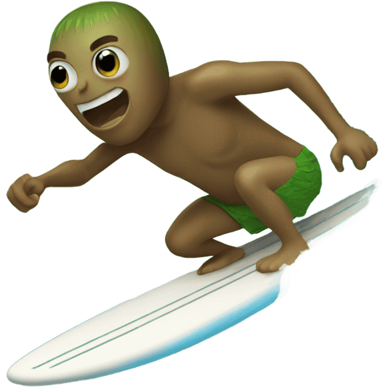 Kiwi riding surfboard emoji