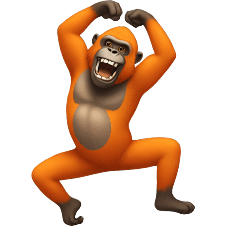 A dancing orange gorilla emoji