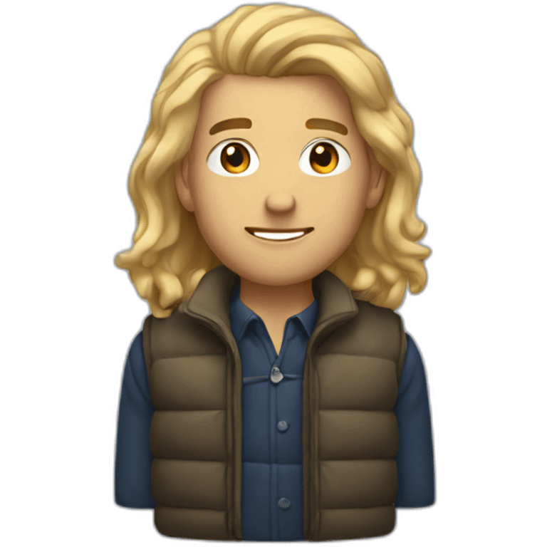 Finance bro with light hair and puffer vest emoji