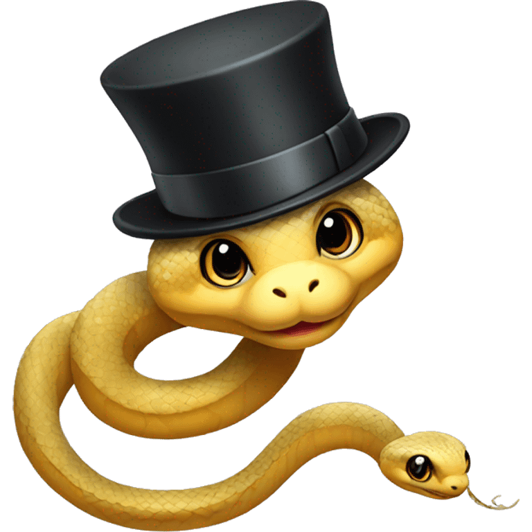 baby snake wearing top hat emoji