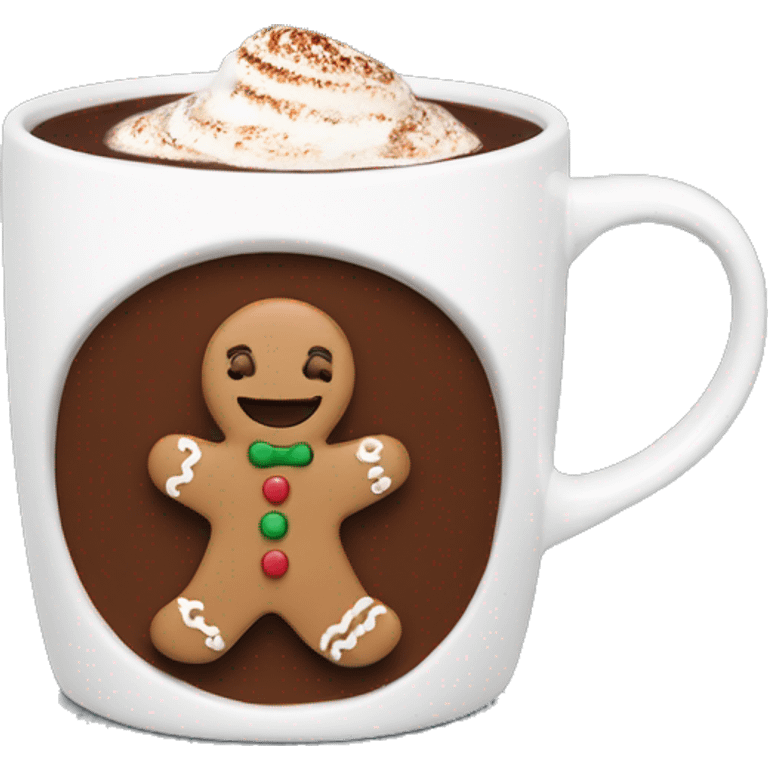 Boho hot chocolate mug with gingerbread man inside  emoji