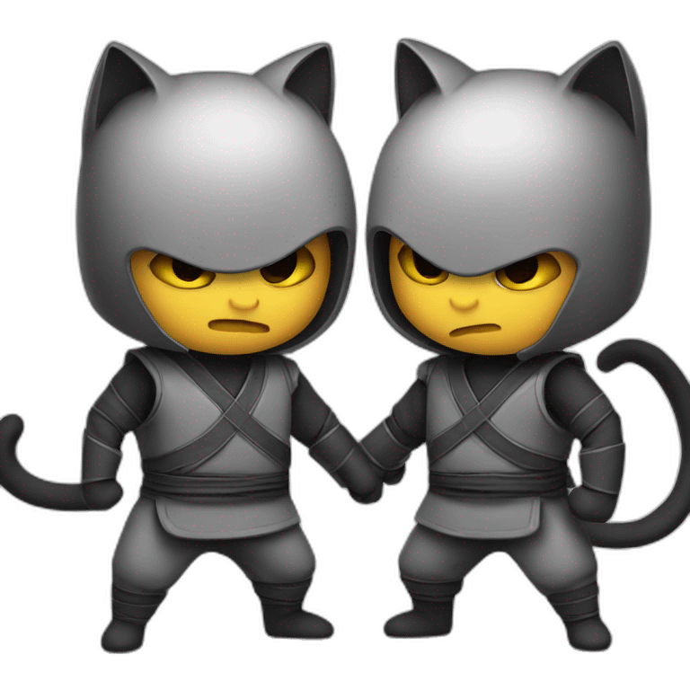 2 cats fighting in ninja suits emoji