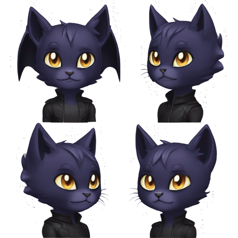 Anthro Dark Beautiful Shiny Edgy Cool Shy Grumpy FurSona Feline-Bat-Fakemon Long Emo Hai-bangs  Vtuber Model emoji