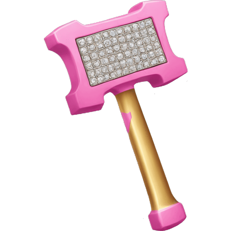 Pink and gold hammer with diamonds  emoji