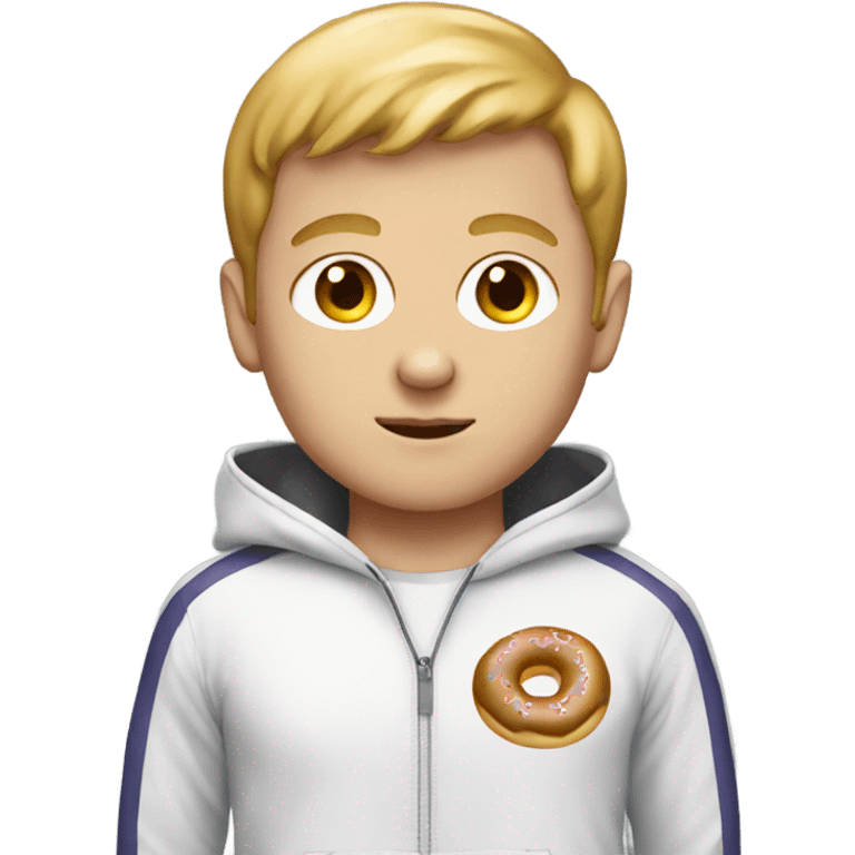 White boy wearing donut tracksuit emoji