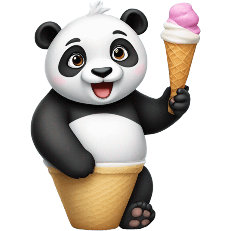 Panda eating ice cream emoji