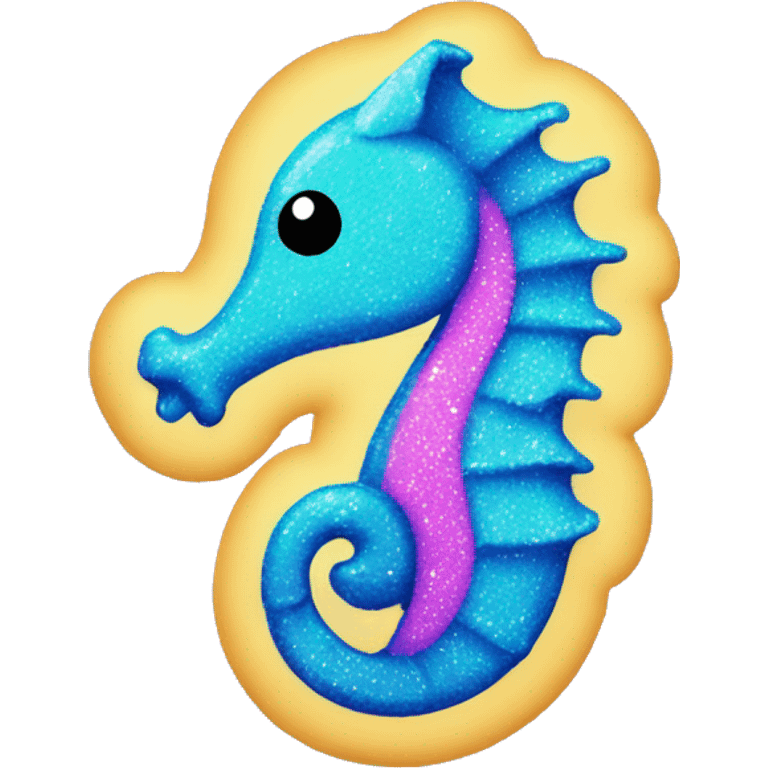 Two Kawaii neon glitter sea horse emoji    emoji