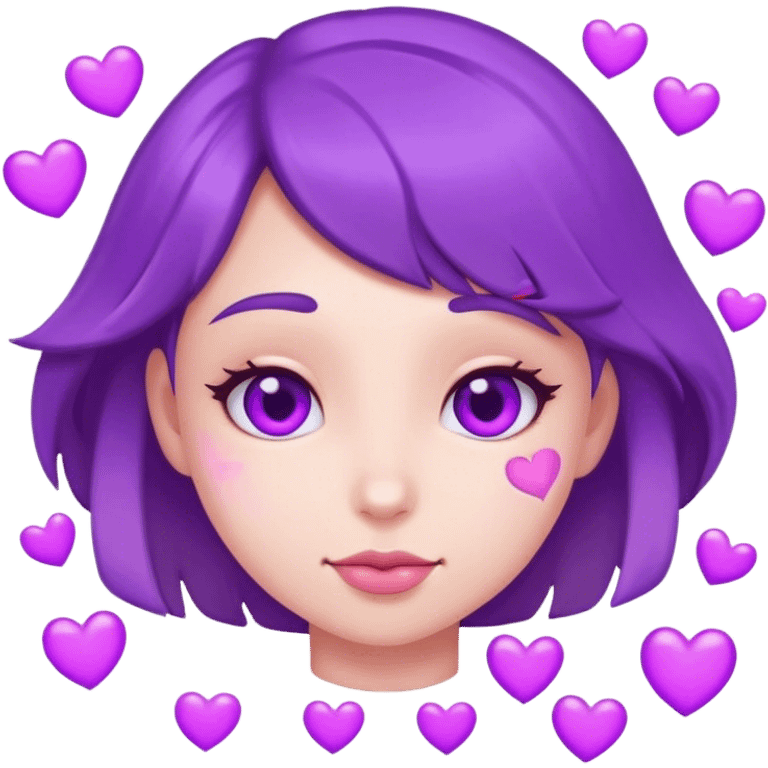 Cute face with purple hearts emoji