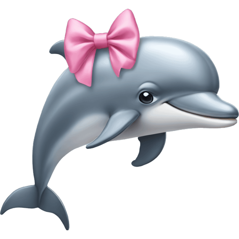 Dolphin wearing a small pink bow emoji