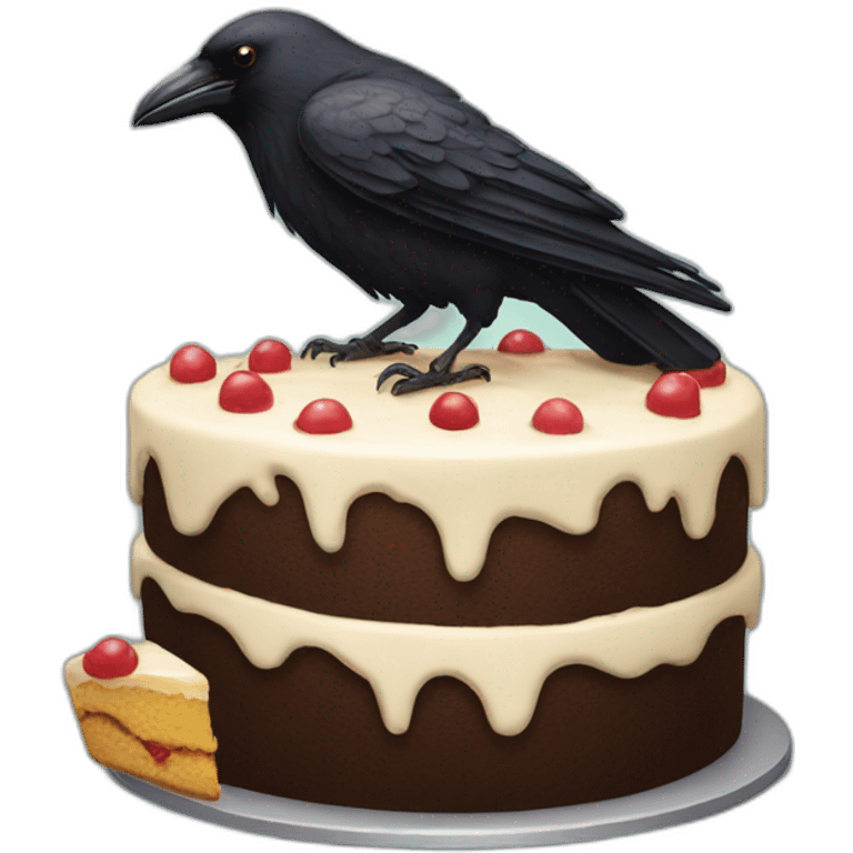 Crow with a Birthday cake emoji