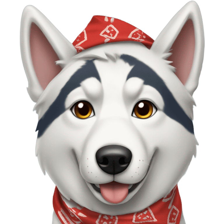 Husky dog wearing a red bandana emoji