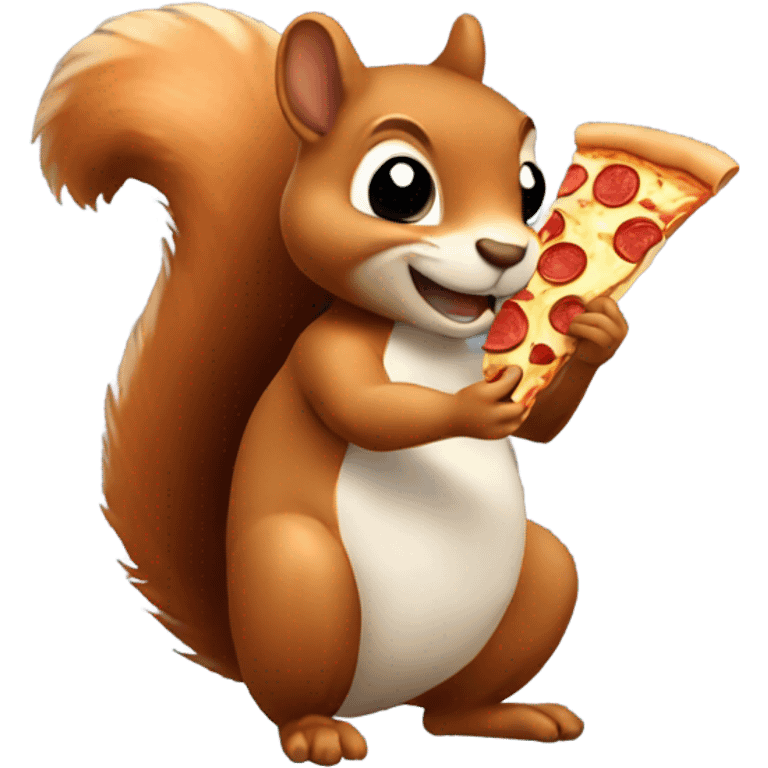 Squirrel holding a slice of pizza emoji