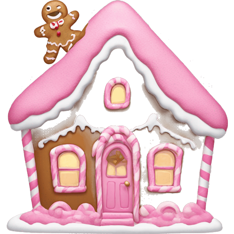 Pink gingerbread house emoji