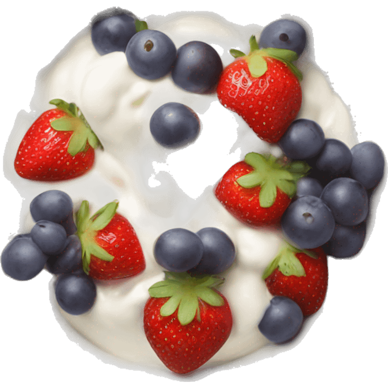 fruit yogurt bowl with strawberries and grapes emoji