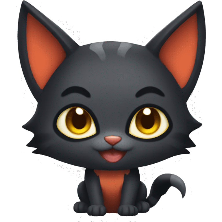 Litten-Cat with bat-ears full body emoji