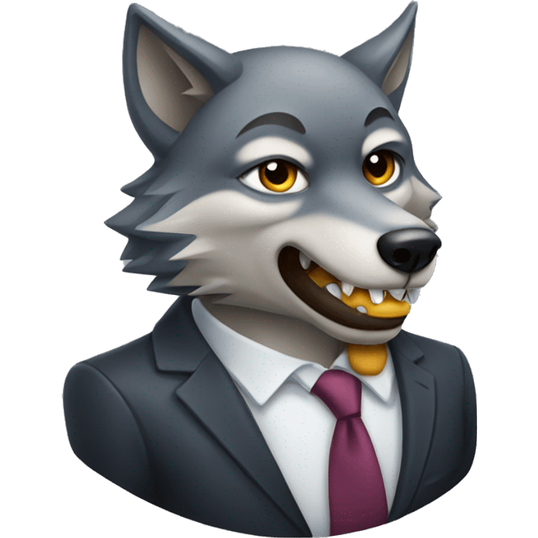 wolf biting his lip wearing a suit emoji