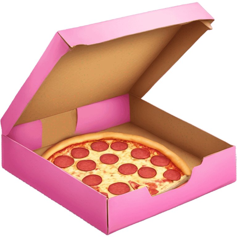 Realistic Pink empty open pizza box isolated.  emoji