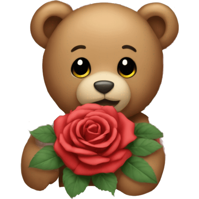 Teddy bear with roses  emoji