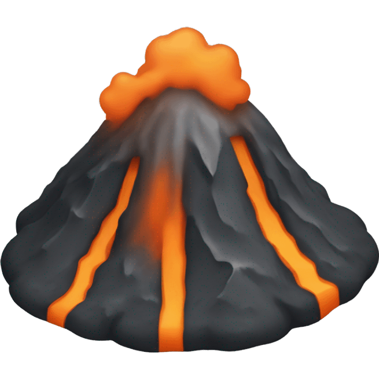 small black, gray and orange volcano
 emoji