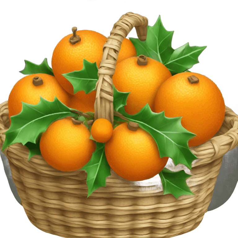 Christmas basket with tangerines emoji