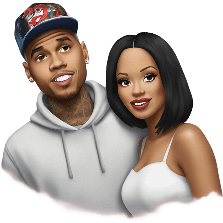 Hyper Realistic Chris Brown  and Rhianna romantic photo  emoji