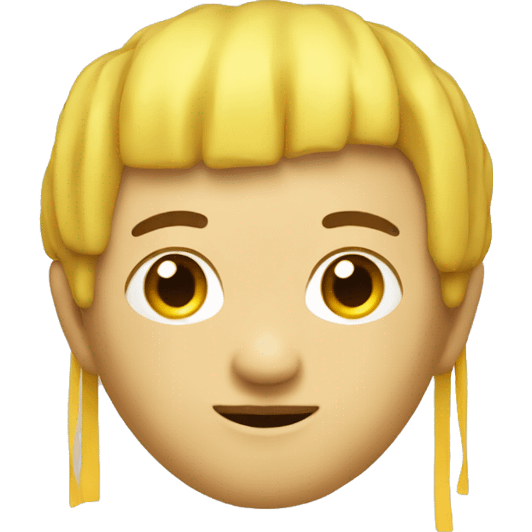 chinese face yellow cube with a curtain style haircut and very short emoji