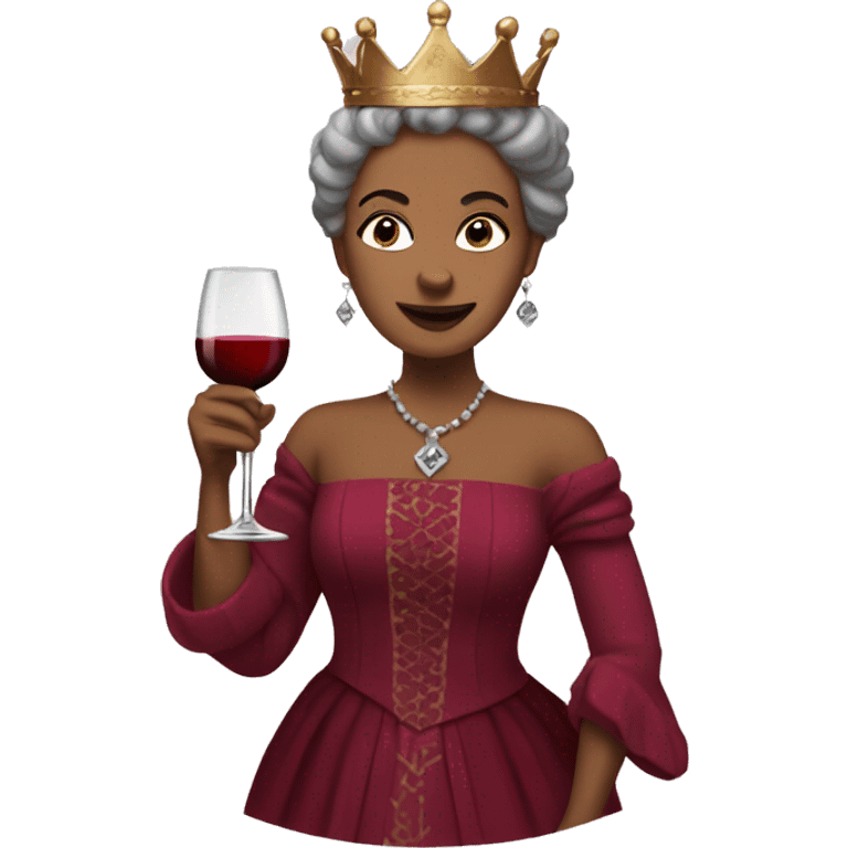 queen hoding wine emoji