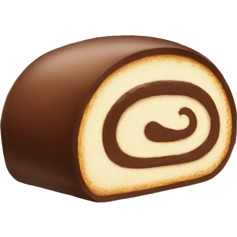 dessert thin very long round roll with dark brown cream inside emoji