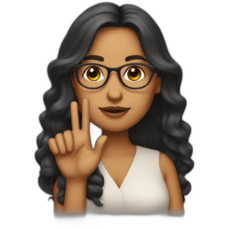 Indian woman with medium long wavy hair wearing glasses, showing one hand with crossed fingers emoji